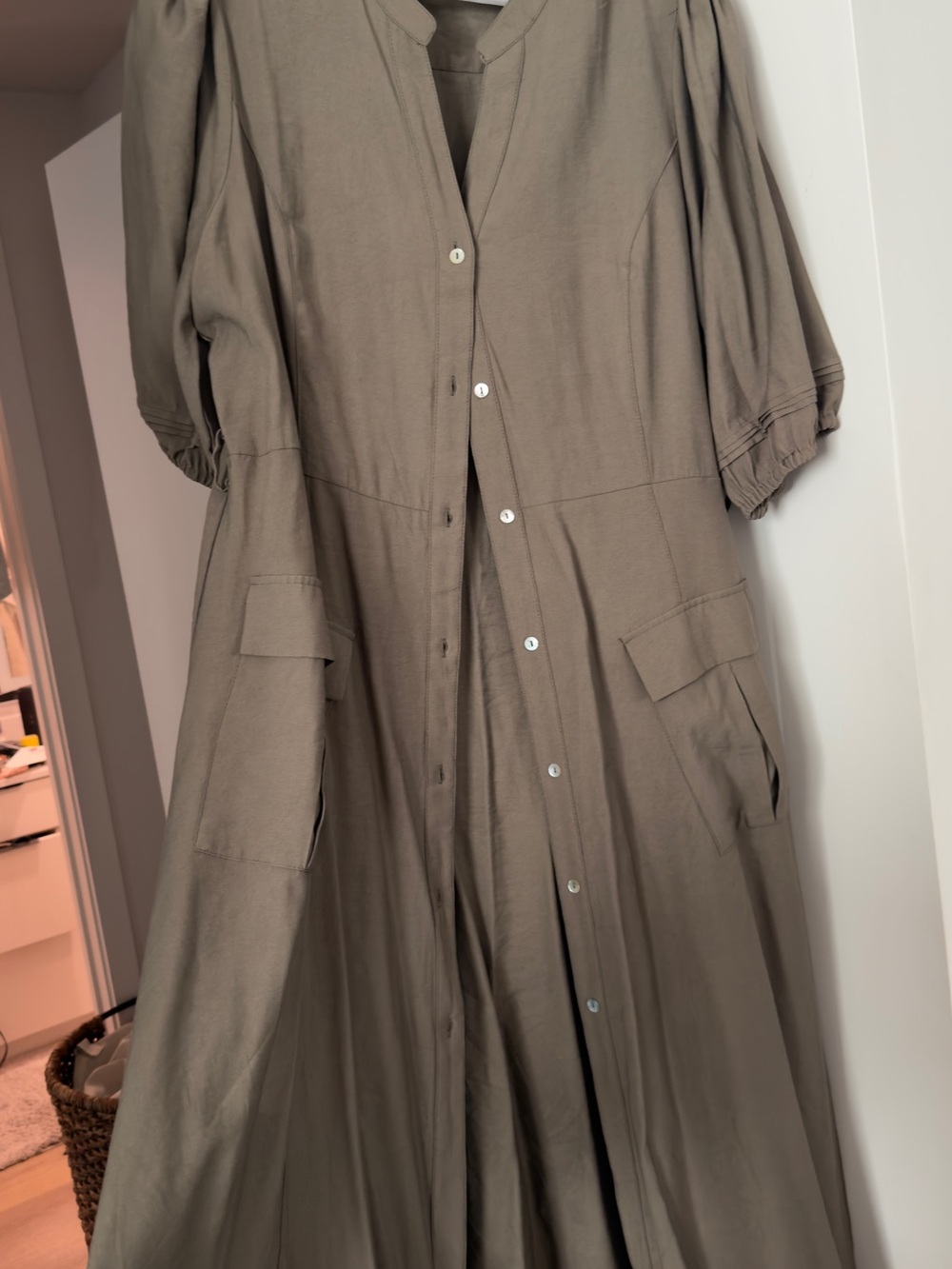 City Chic Olive Utility Button-Front Midi Dress